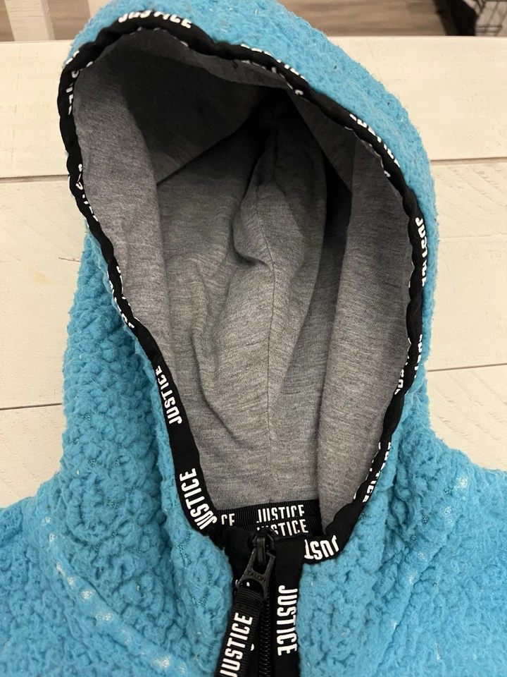 Justice Girls Invierno Sherpa Azul Ombré Polar Sudadera con Capucha/Suéter/Sudadera Talla 8 Foto 3 de 4