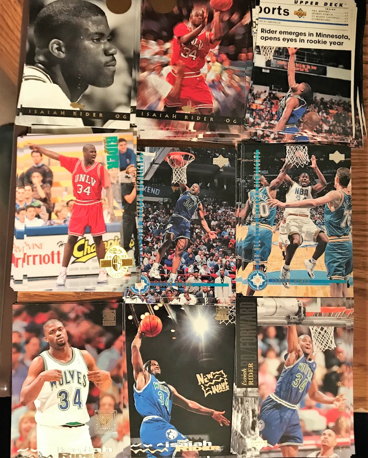 ISAIAH J.R. RIDER ROOKIE LOT (100) 1993-94 RC CARDS STADIUM CLUB UPPER DECK SE