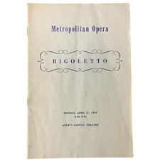 Rigoletto Playbill Apr 27 1959, Loew's Theater, Broadway NYC, Metropolitan Opera