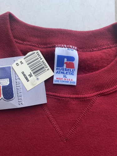 Sudadera en blanco atlética vintage Russell talla XL roja nueva con etiquetas hecha en EE. UU. - Imagen 3 de 9
