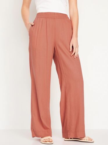 Old Navy Women’s High-Waisted Linen-Blend Wide-Leg Pants Amber Glow Plus Size 3X