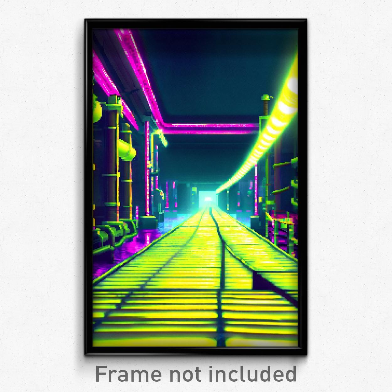 8-Bit Psychedelic Pixel Art Sewer Poster - Trippy Gamer Print