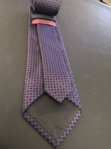 Alfani tie 100% silk black with purple circles skinny ties - Picture 3 of 4