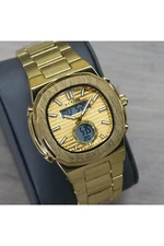 Activa X Invicta Orion Ani-Digital Mens Gold Stainless Steel Watch 42mm New!