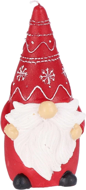 Candela a Forma di Folletto Gnomo Natalizio Rosso Decorativa Natale 15 cm Regalo, fotografia 9 di 9