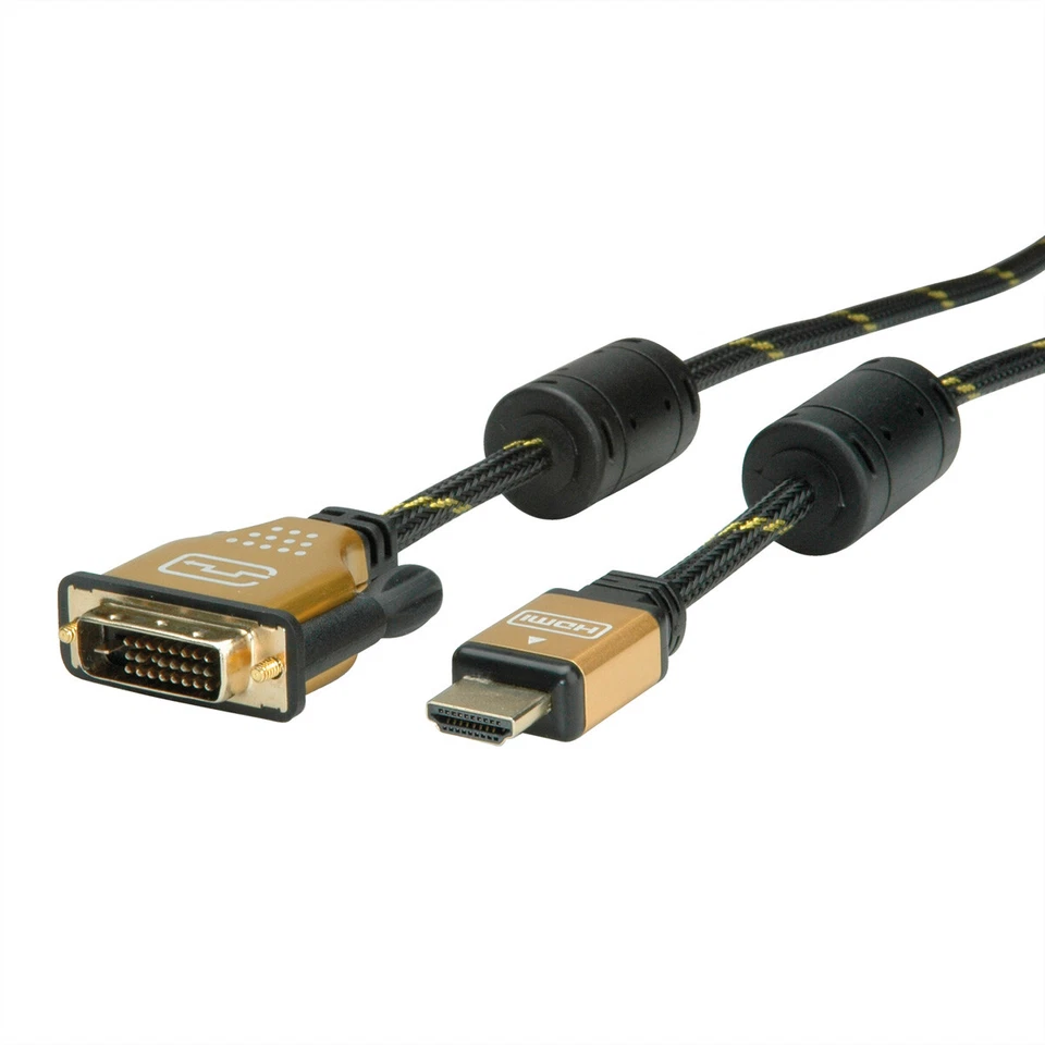 Monitorkabel Gold DVI-HDMI, Stecker-Stecker, (24+1) dual link, 1 m - Bild 2 von 4