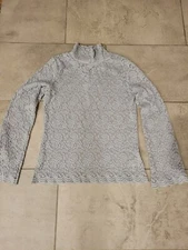 Metrostyle Lace Overlay Blouse Sleeve  GRAY Size M