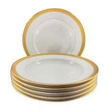 Franconia Krautheim Selb Bavaria Madison Deep Dish Plate Germany Gold Edges 6SET