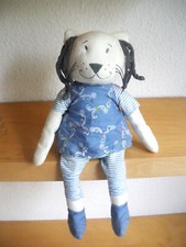 IKEA Fabler KATT Katze mit Kleid + Hose blau weiß 40 cm Plüschtier Stofftier