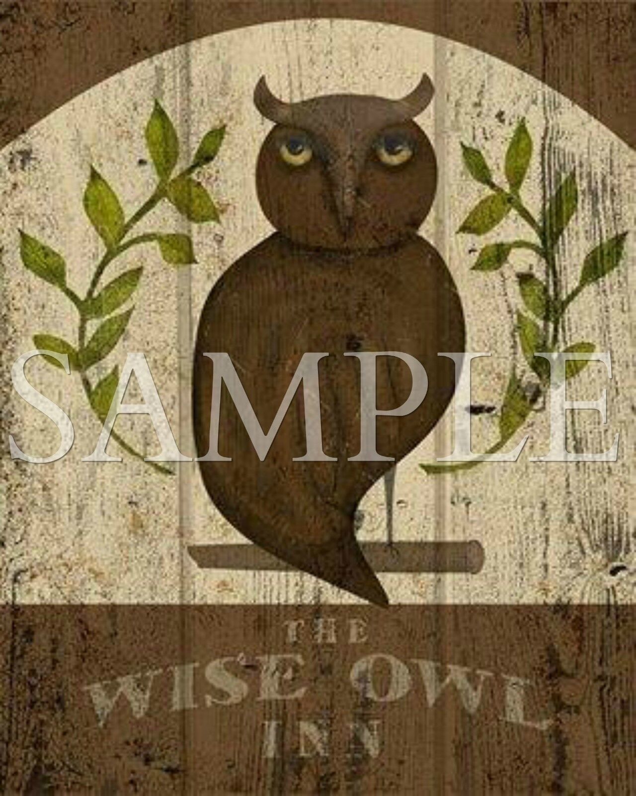 Primitive Wise Owl Inn Tavern Sign Laser Print 8x10