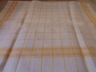 Two Vintage Hand Embroidered Linen Tea Towels Gold Checked Never Used Teapot Cup — photo 7