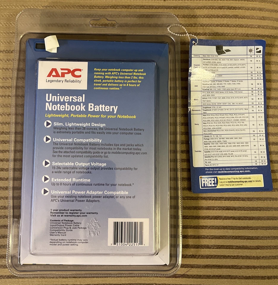 Totalmente Nueva Batería Universal APC UPB80 Notebook para Laptop Notebook 15-24V Sellada Foto 2 de 2
