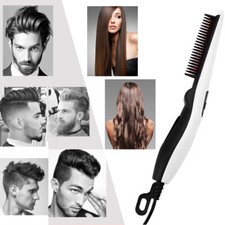 Cepillo eléctrico para barba plancha de pelo multifuncional cuidado del bigote peine para el cabello