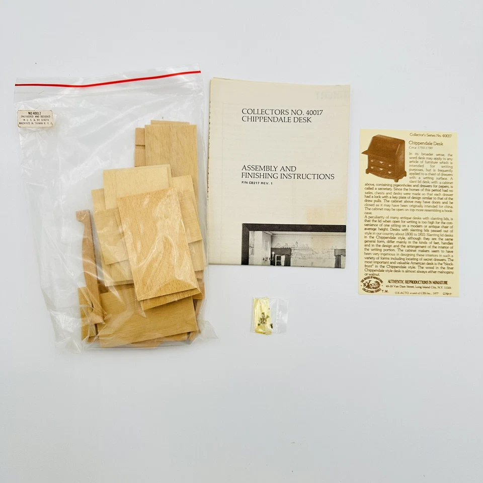 The House Of Miniatures Chippendale Desk Brown Office 40017 Kit Dollhouse - Image 3 of 4