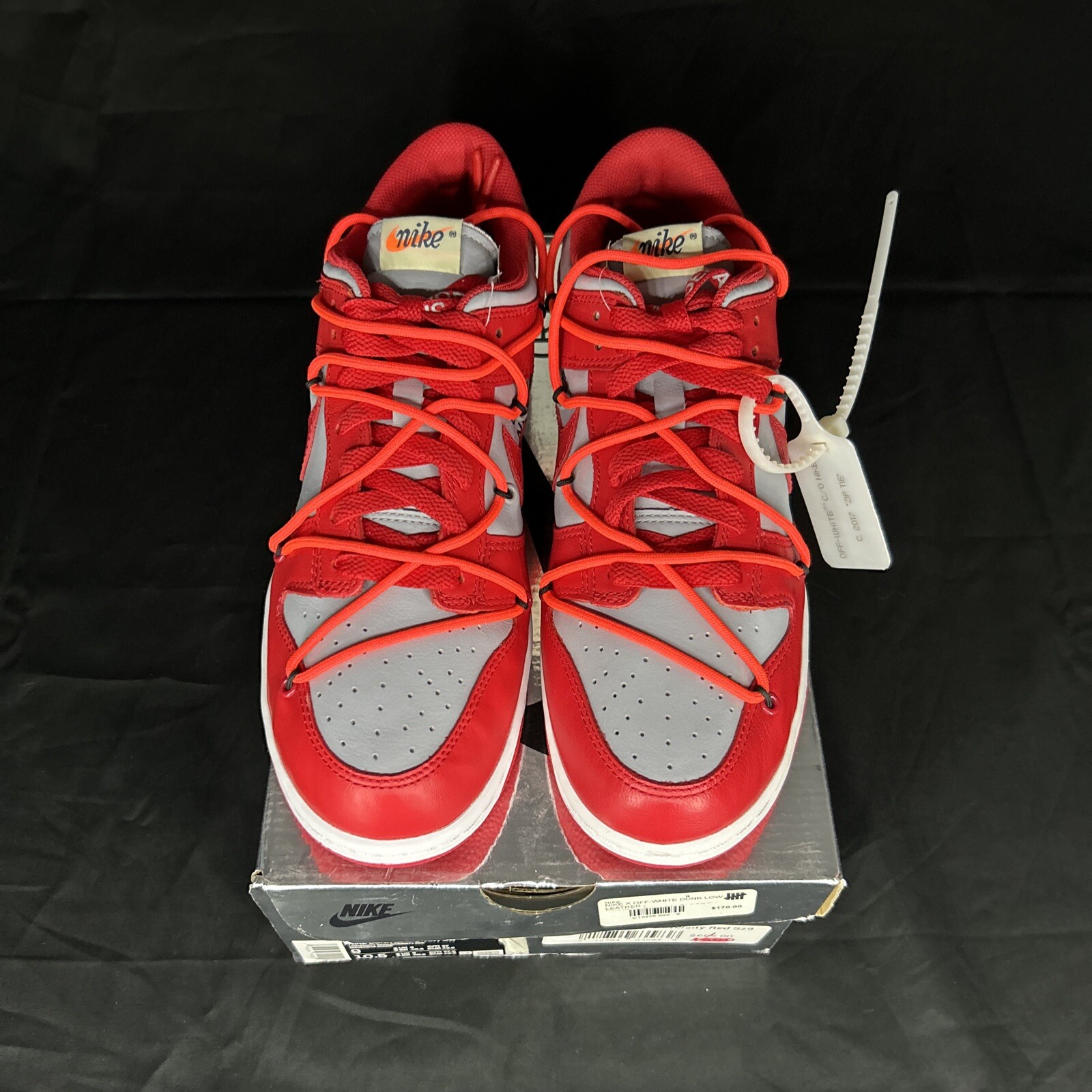 OFF WHITE X NIKE Taglia 9 Nike Dunk Low x BIANCO SPORCO University rosso 2019