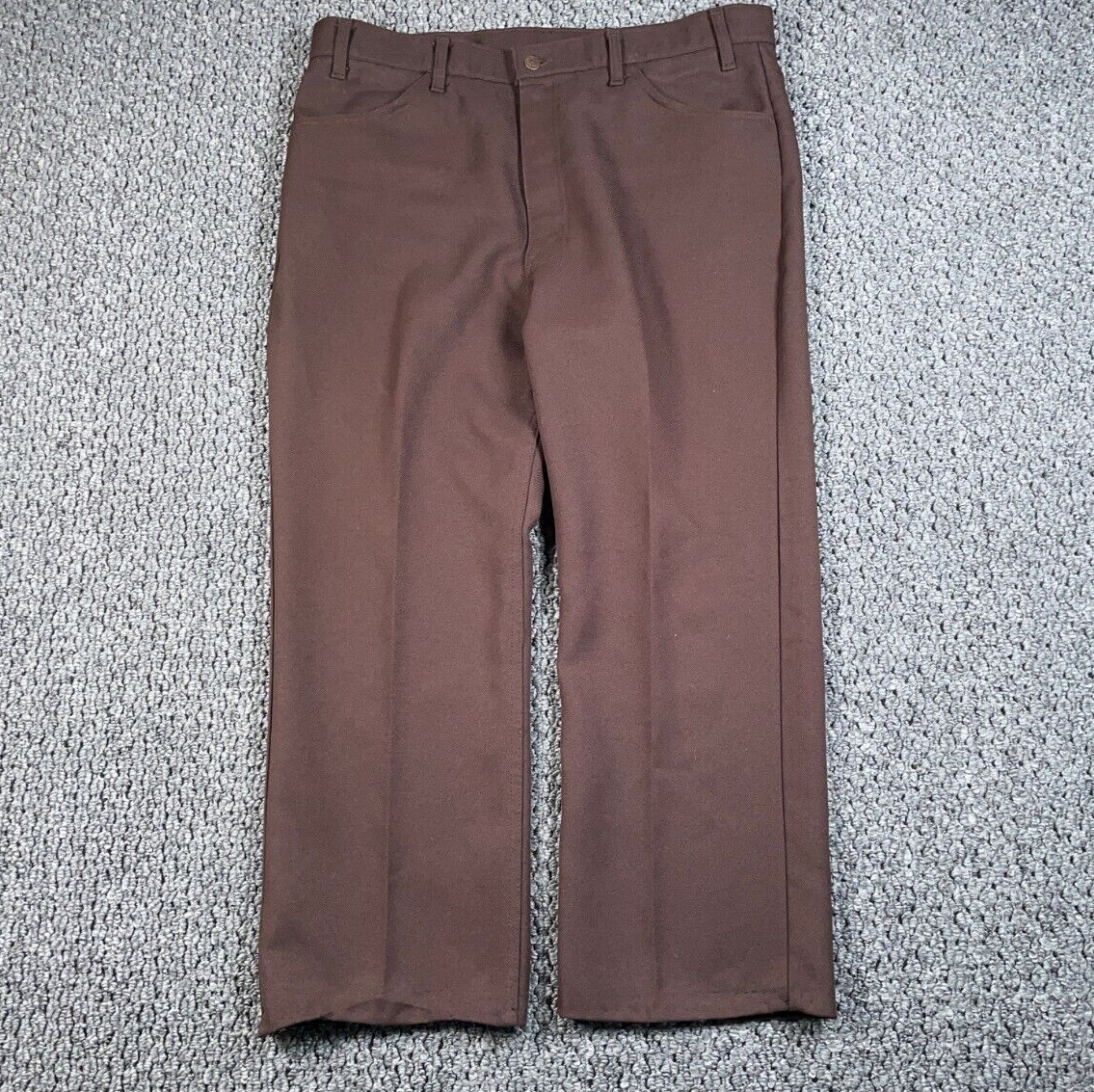 VTG Levi's Polyester Pants Men's 38 x 27 Brown Scovill Zipper