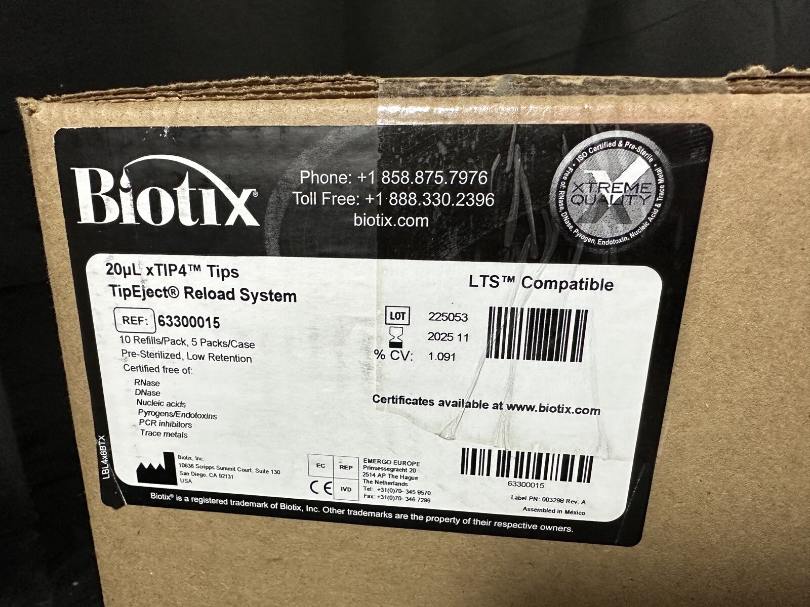 BIOTIX 20μL XTip4 Tip Eject Pipette Tips for Rainin LTS 63300015 (4,800/Cs)