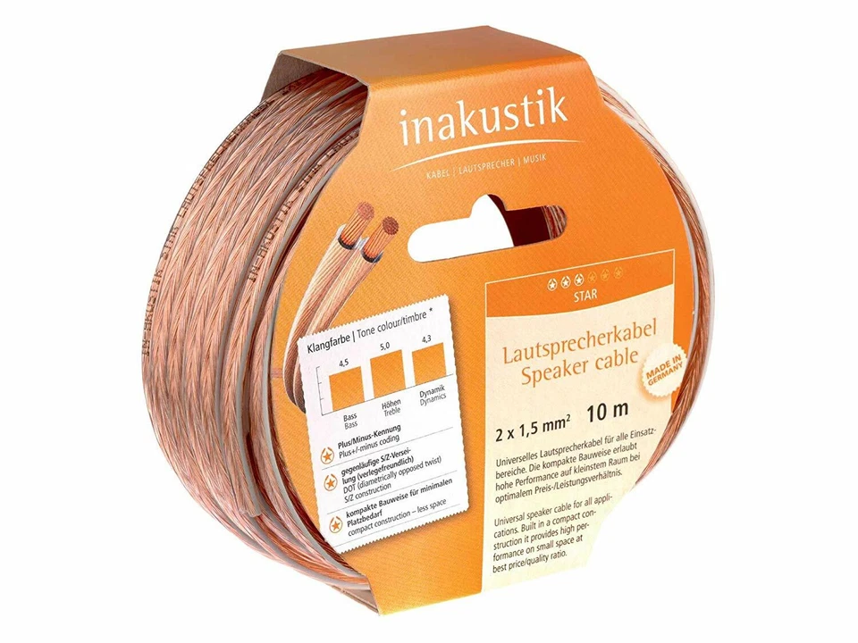 Inakustik Star Lautsprecherkabel 20 m transparent 2 x 1,5mm² Ring Boxenkabel 247