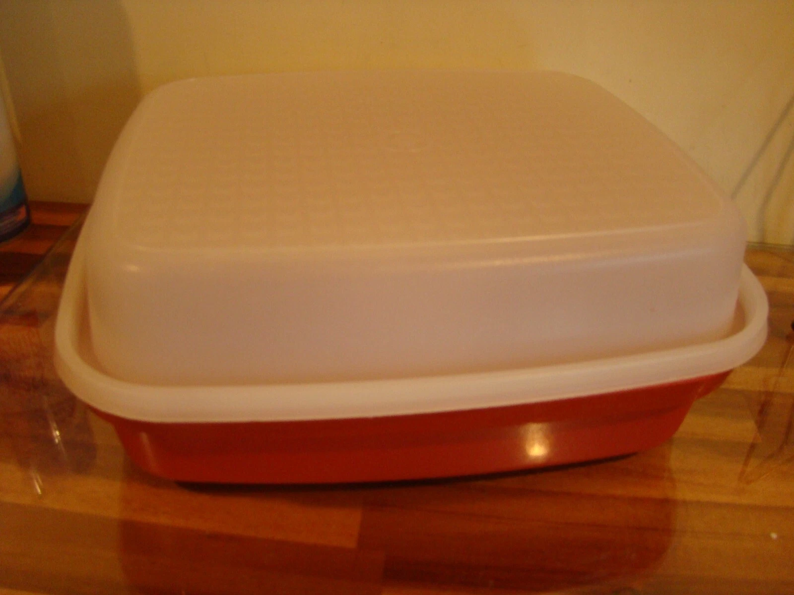 Tupperware Marinade Meat Tenderizer #1294 Large Keeper Container Orange Sheer