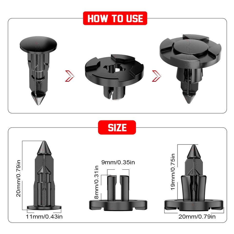 50pcs For Honda Bumper Clips 10mm Hood Fender Push Rivets Retainer