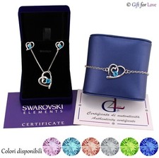 Collana + bracciale + orecchini oro Swarovski Element originale G4L set cuore