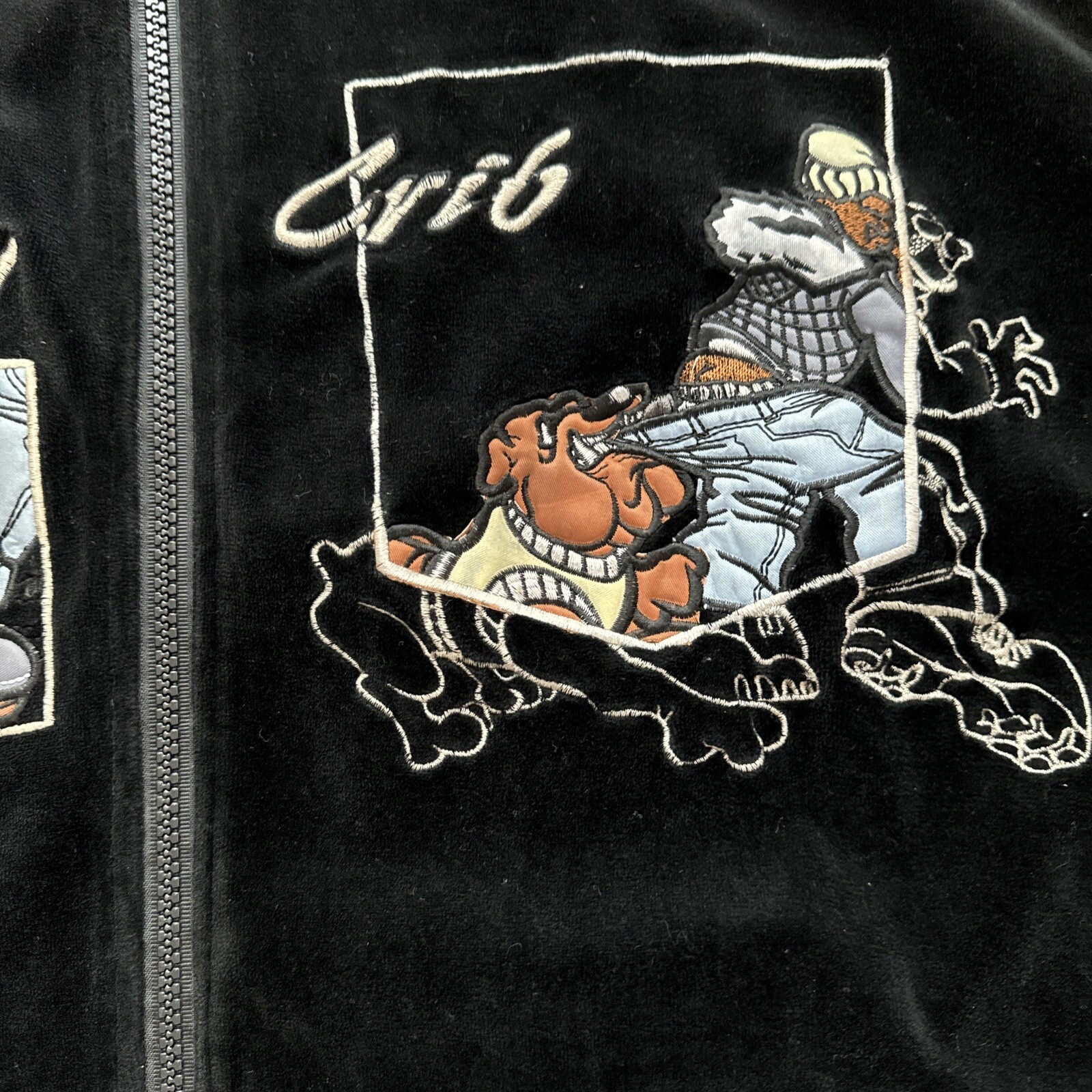 PONY Giacca da pista velluto sfocata blu grezzo Y2K anni '90 da uomo XL cane dis mia culla streetwear