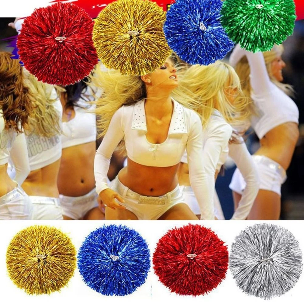 Plastic Cheer Pom Poms Cheerleading Cheerleader Gear 2 pieces one pair poms(Royal  blue/Red) 