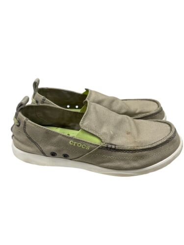 Crocs Men's Walu 11270 Canvas Slip-on Comfort Loafers Beige Shoes Size 9 EUC - Picture 3 of 10