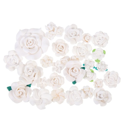 28 Pcs Soft Ceramic Flowers Ornaments Kawaii Phone Charm Craft Charms