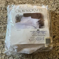 Crown Crafts Antoinette White Pillow Sham Woven Cotton Fringe NEW