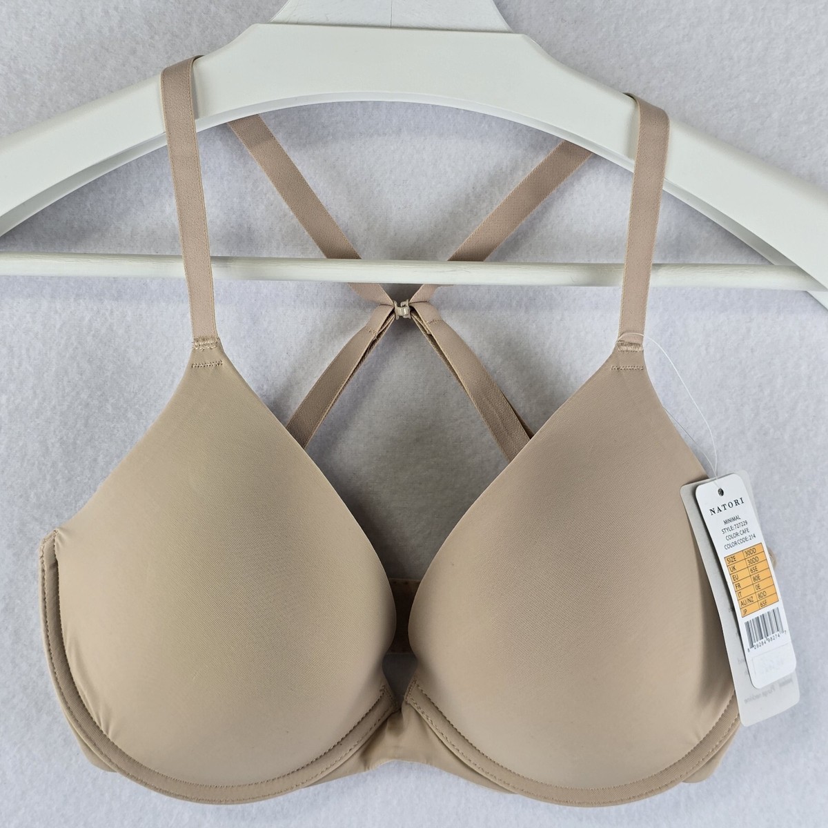 $66 Natori Bra 30DD 727229 Minimal Convertible Push-Up Cafe J-Hook