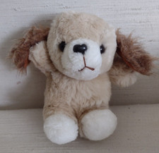 vtg Plush Cocker Spaniel Dog 6" Soft Stuffed Toy Korea Sitting Tan Brown Beige