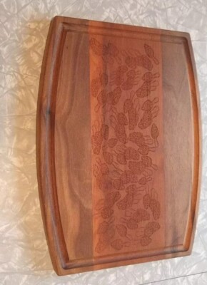 Hardwood Cutting Board Mushrooms Morel Handcrafted Laser Engraved     12 X 9
