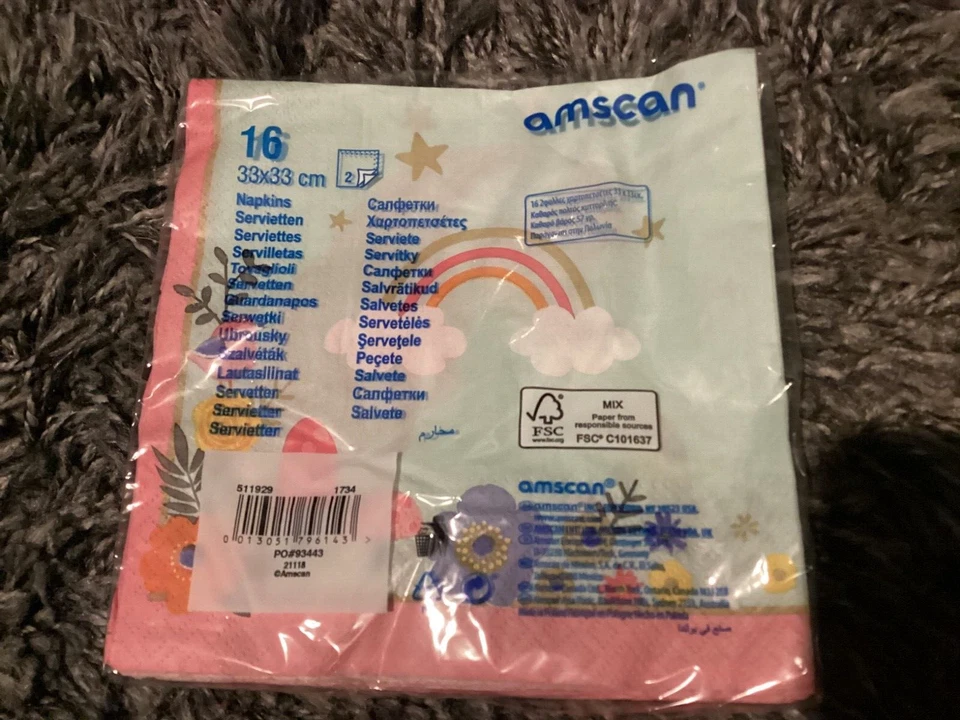 BNIP New 16 Unicorn Paper Napkins 33x33cm - Image 3 of 3