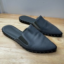 Jenni Kayne Gray Studded Leather Slip On Mule Shoes Size 36.5