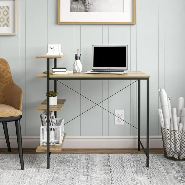 Mainstays Side Storage Desk - Natural | eBay