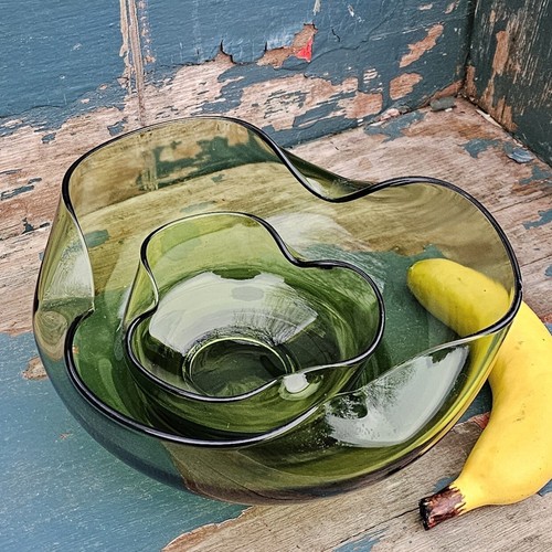 Vintage Anchor Hocking Green Chip and Dip Set w/o stacking bracket - Picture 2 of 18