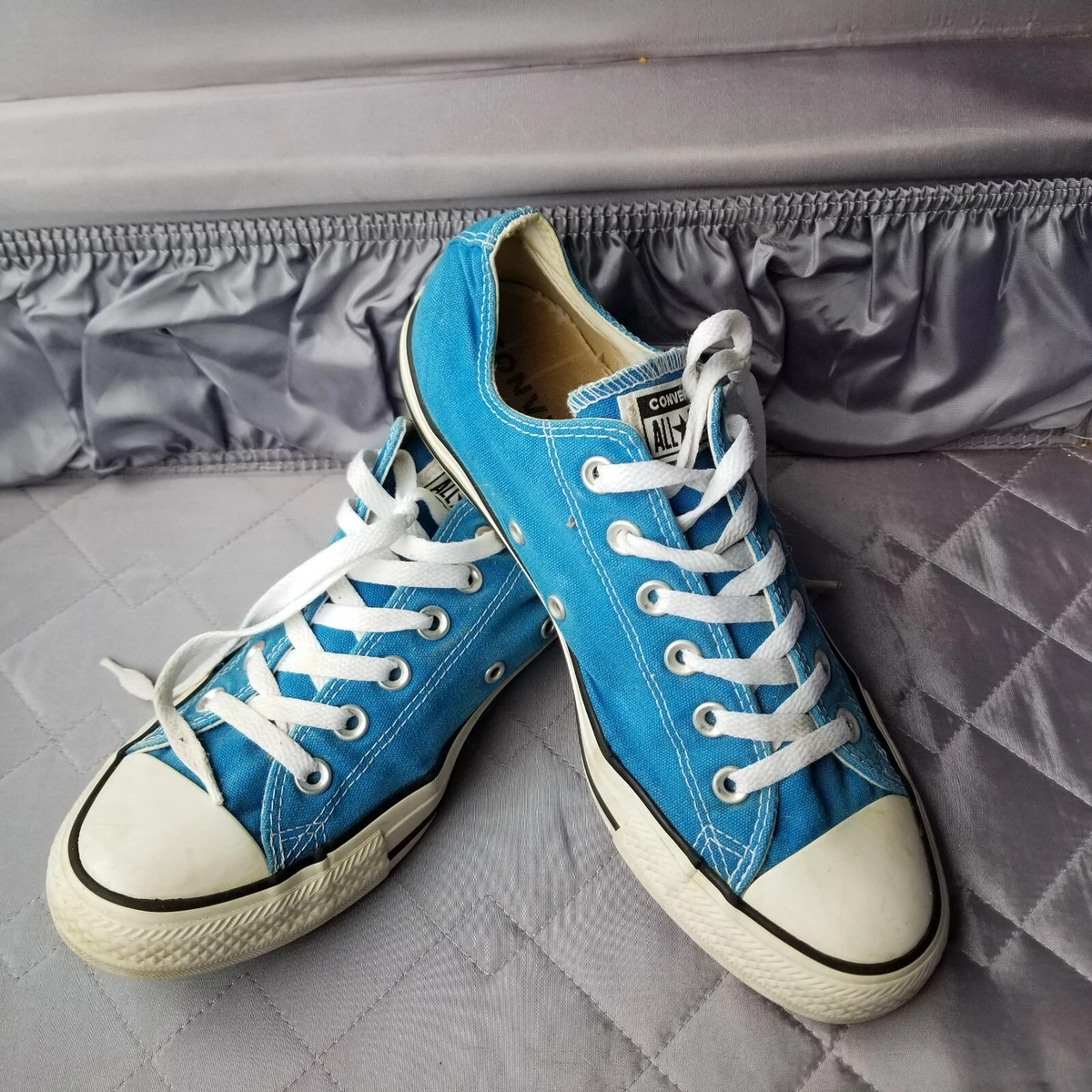 Retfærdighed højde klasselærer Converse Chucks All Stars Low Tops 135514F Neon Blue Shoes Size W10 M8 |  eBay