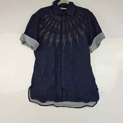 Neil Barrett Blue Flashes Double Weave Shirt New IT38