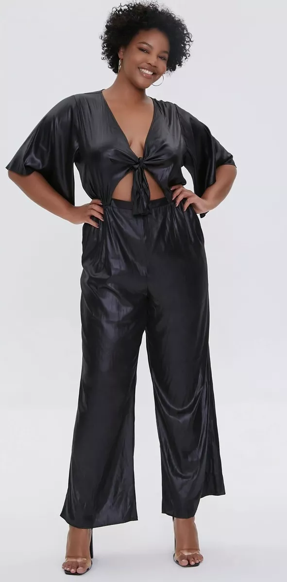 Clayton Plus Size Belted Jumpsuit | White / Navy