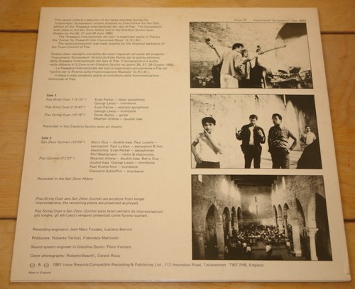 IMPROVISORS SYMPOSIUM ~ DEREK BAILEY EVAN PARKER ~ UK INCUS 1980 LP ~ FREE JAZZ - Imagen 3 de 8