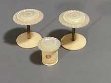 Antique 19th c MOP Sewing Thread Spool Holders Emery Needle Work Tools Set Pearl