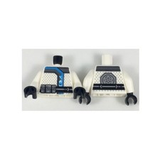 LEGO - Minifig, Torso Ninja Robe w/ Silver Azure Trim Black Belt, Silver Pouch