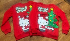 Girl  s Hello Kitty Sanrio Christmas Merry  Bright Sweatshirt Cotton M New
