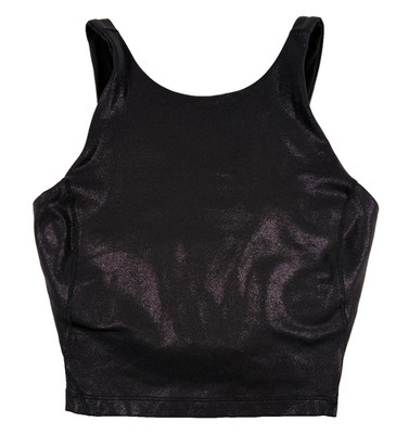 Lululemon Align Crop Tank Women 6 Black Radiant Foil High Neck Nulu Built In Bra