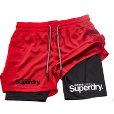 Men's 2-in-1 Super Running Shorts Quick Dry Gym Fitness Dry Training Shorts UK