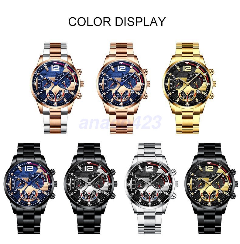 Fashion Luxury Men Chronograph Watch Quartz Date Stainless Steel Watch Gifts AUS