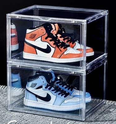Acrylic Sneaker Shoe Display Case Transparent Magnetice Shoe Box Storage Bins