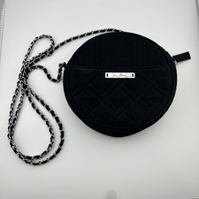 Borsa a tracolla Vera Bradley rotonda 7" nera trapuntata da esterno
