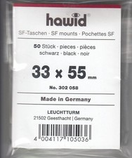 50 Hawid Stamp Black Mounts 33x55mm Archival Safe Protection Gummed Backing NEW